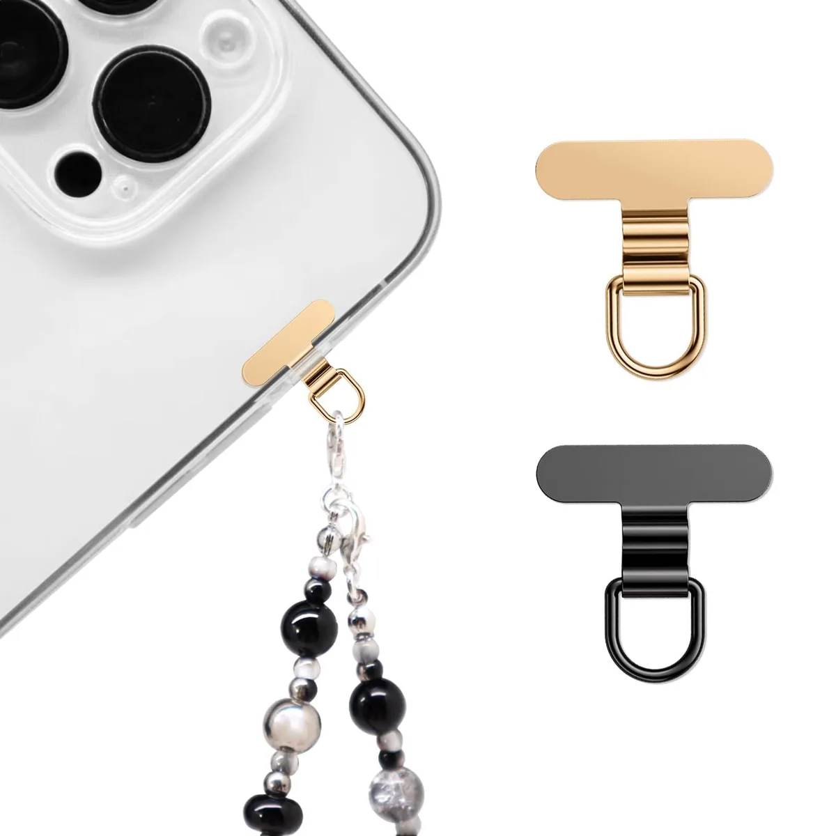  MOTOROLA Phone Charm Holder Mini Metal Tether Tab Champagne Gold+black — product photo
