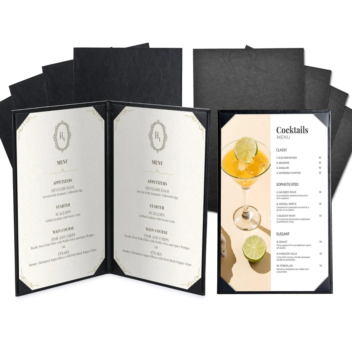 Yescom USA, Inc. Yescom USA, Inc. 26MNC032SET-814P1B2 Menu Cover Kit 5 Single 5 Double View 8.5x14 Accessory — product photo