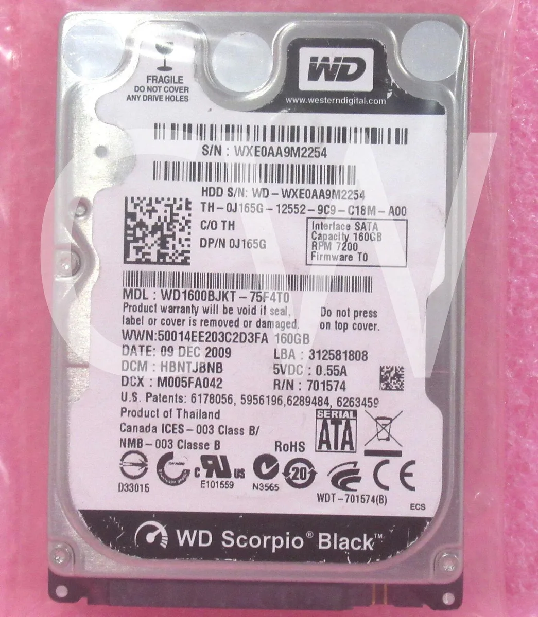 DELL DELL WD1600BJKT 160GB 7200RPM 2.5" SATA internal hard drive — product photo