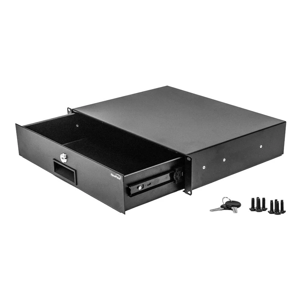 NavePoint NavePoint 19-Inch 2U Rack Mount Drawer 13-Inch Depth Black Locking — product photo
