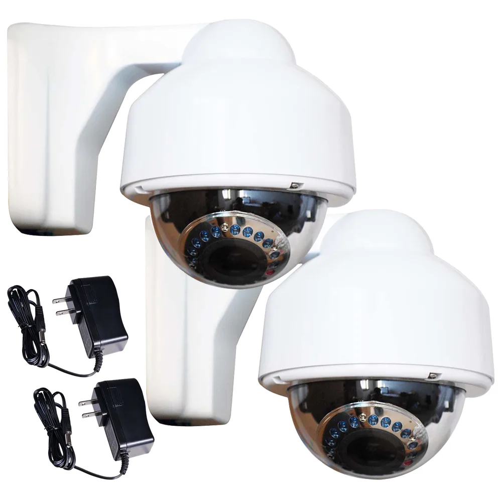 VideoSecu VideoSecu DMV3IREK2 2 Pack CCTV Camera 700TVL Varifocal 3.5-8mm 17 IR White — product photo