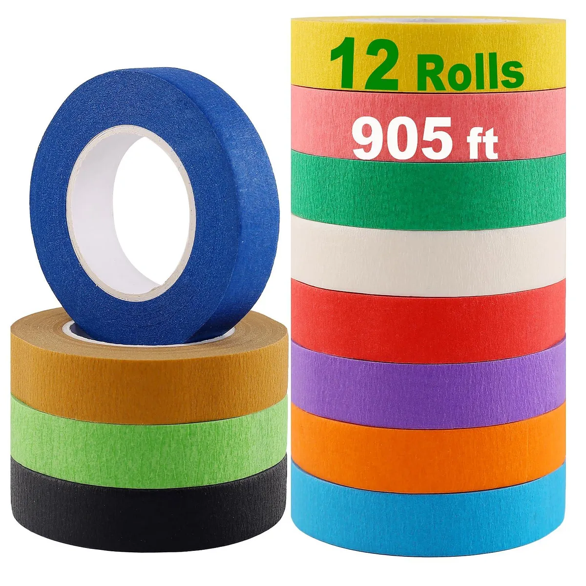  12 rolls .6 in x 25 yd masking tape — product photo