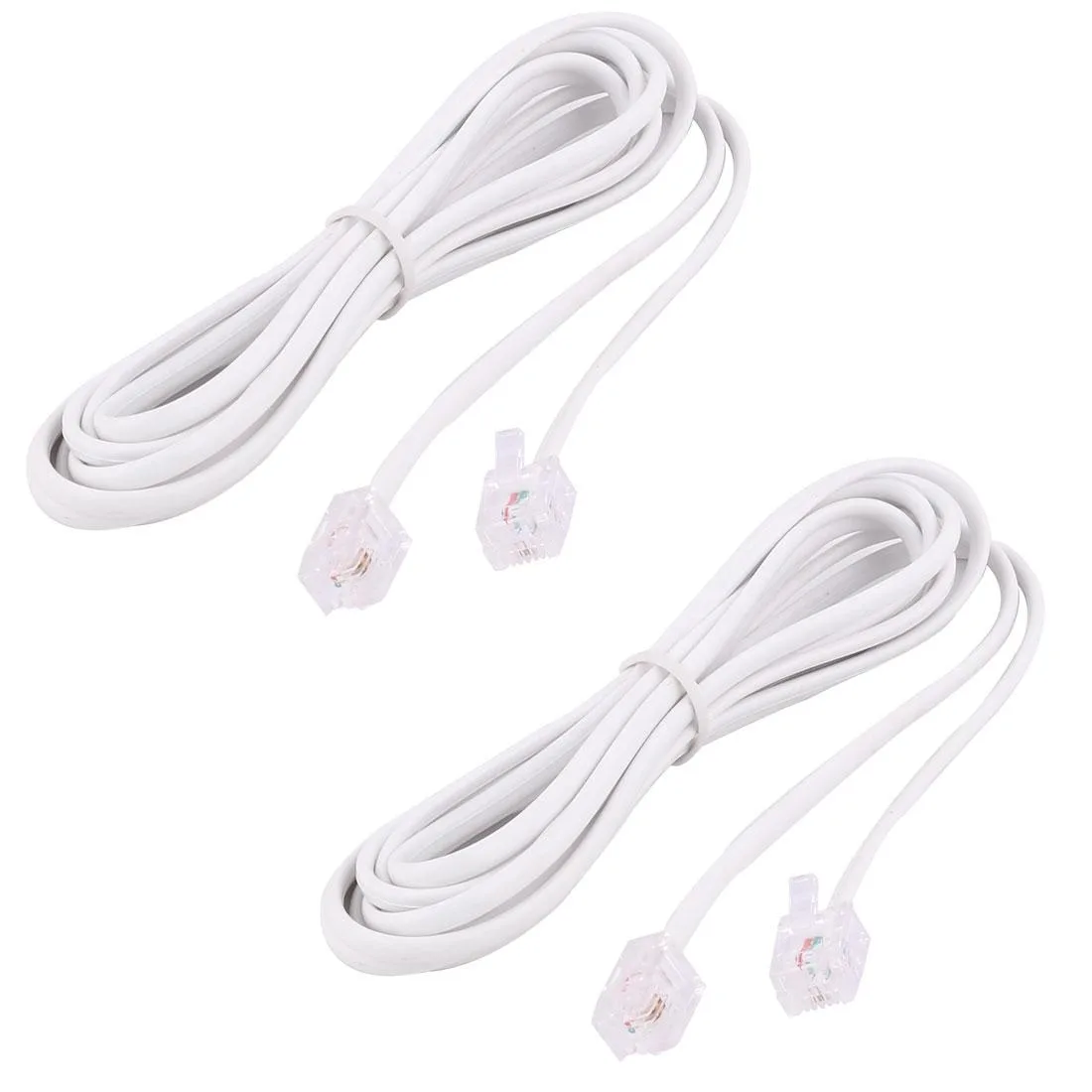 Unique-Bargains Unique-Bargains 2 Pcs RJ11 Telephone Cable 1.9M 6.2Ft White — product photo