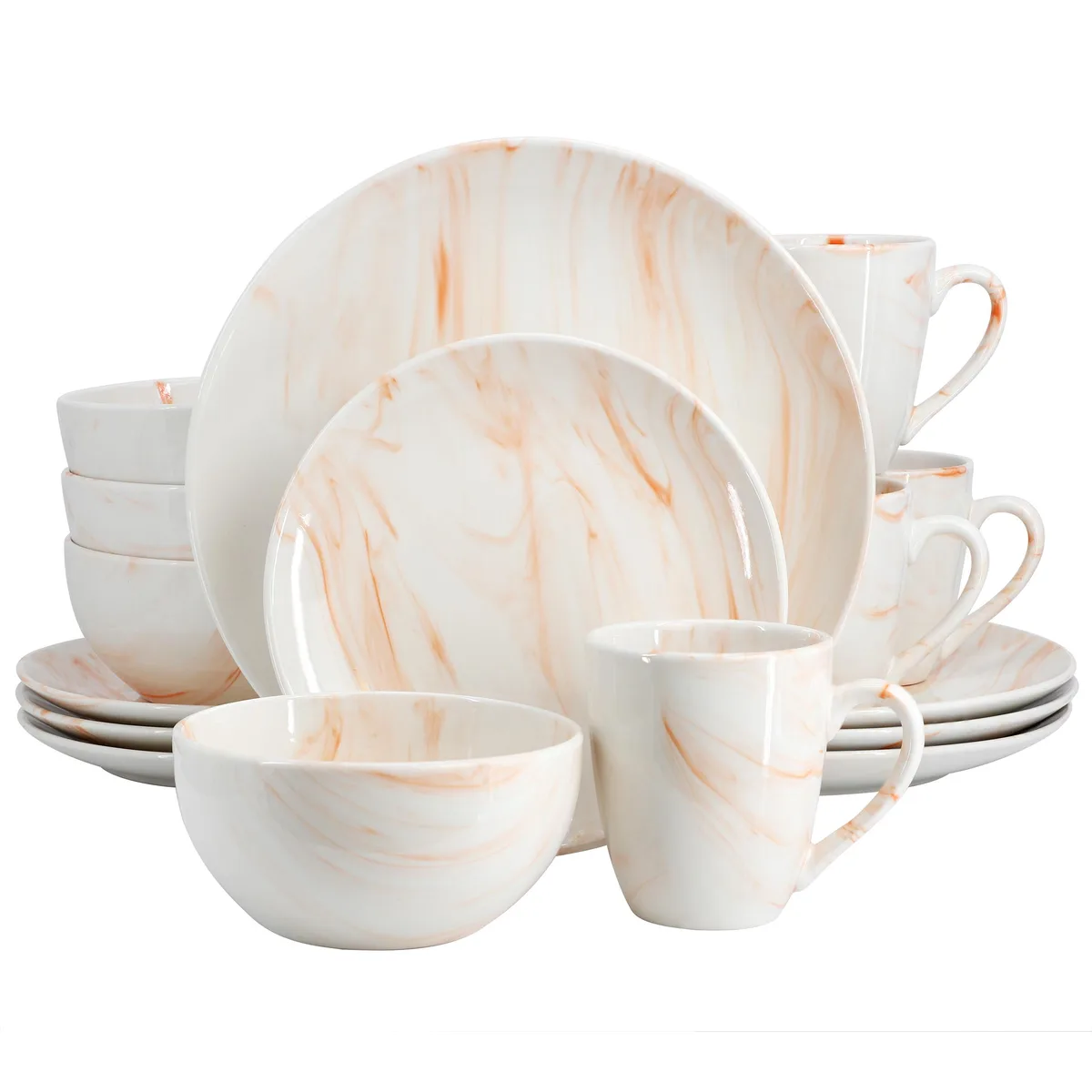 Elama Elama 510121710M 16 Piece Porcelain Dinnerware Set Orange — product photo