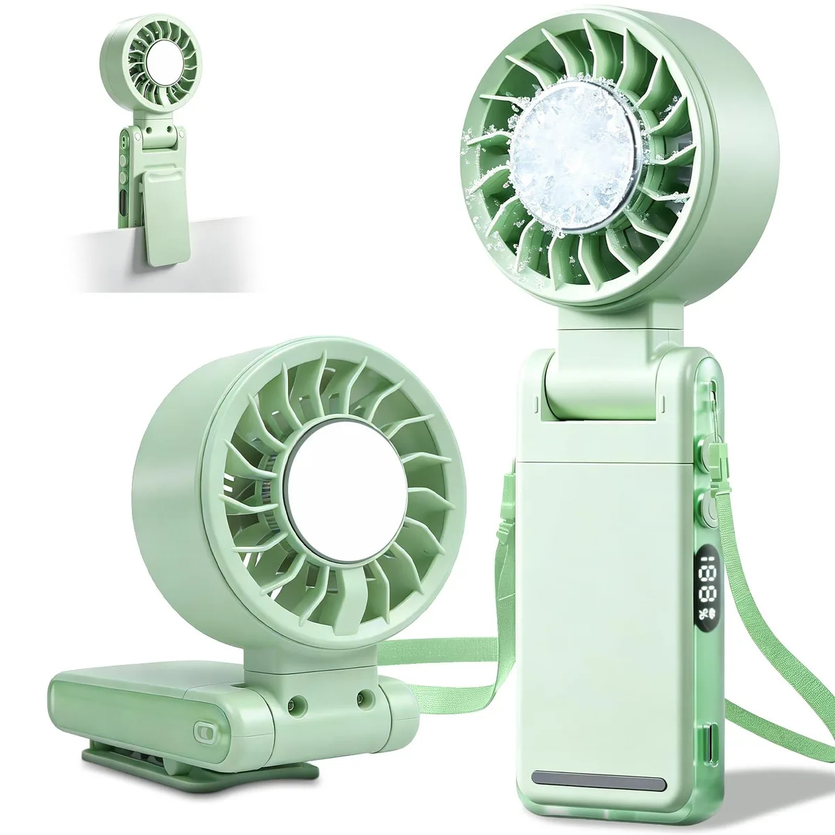  HEEYCEM 4-in-1 Portable Fan with Semiconductor Cooler Green — product photo