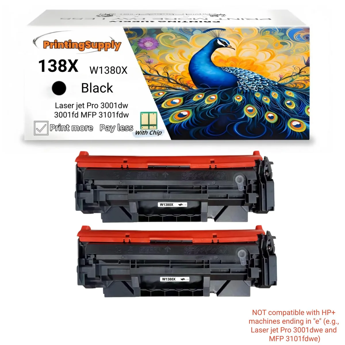 Aster Graphics Inc Aster Graphics Inc 138X W1380X 2 Pack Black Toner Cartridge 4000 Pages — product photo
