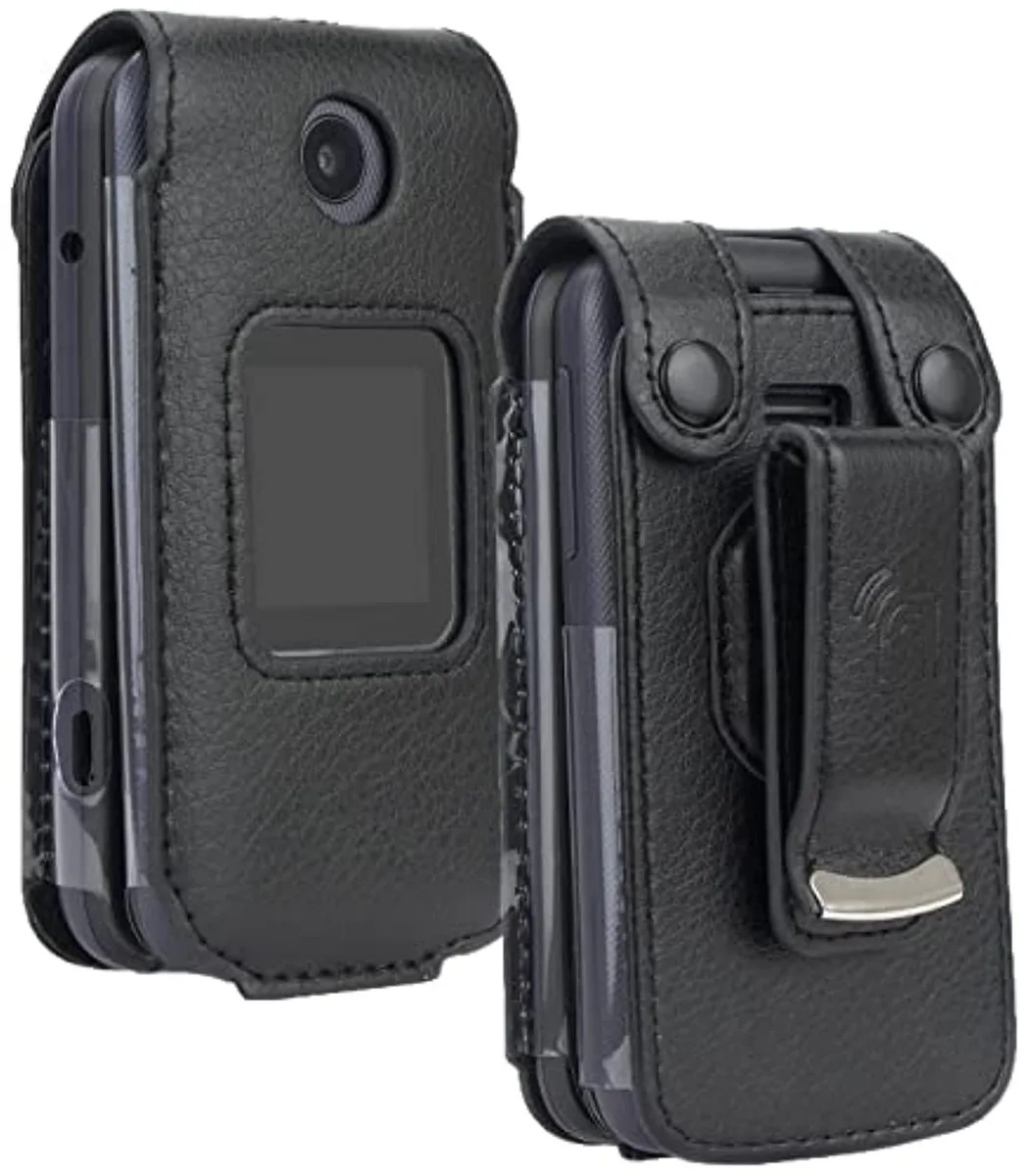 Nakedcellphone Nakedcellphone Leather Case with Belt Clip for Alcatel Go Flip 4 / TCL FLIP Pro Classic — product photo