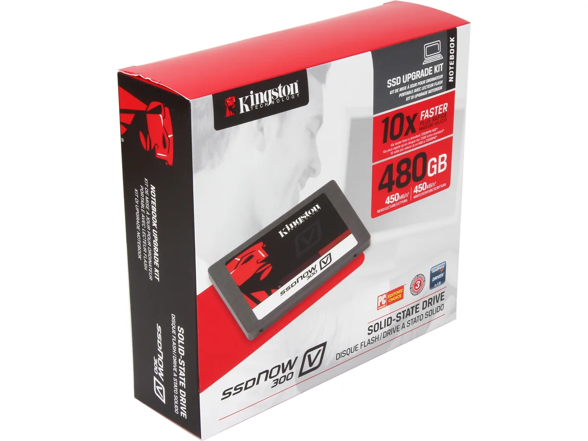 Kingston Technology Corp. Kingston SSDNow V300 SV300S3N7A/480G 480GB 2.5" SATA internal SSD Notebook Bundle Kit w/Adapter — product photo