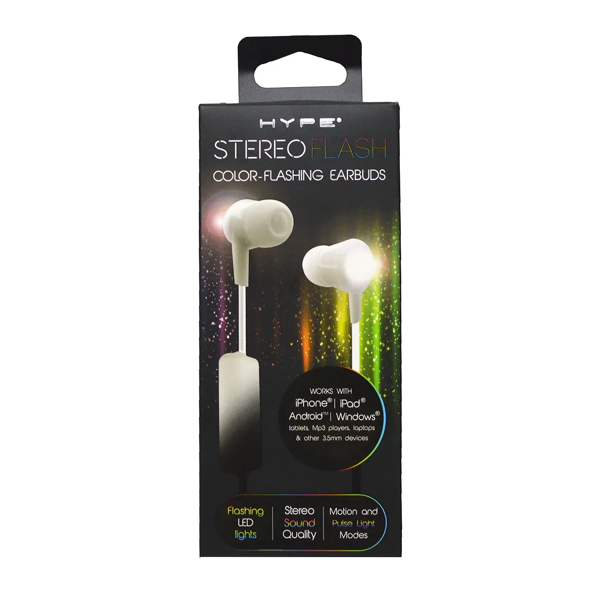 HYPE HYPE PO 2960 Stereo LED Earbuds White 3.5mm — product photo