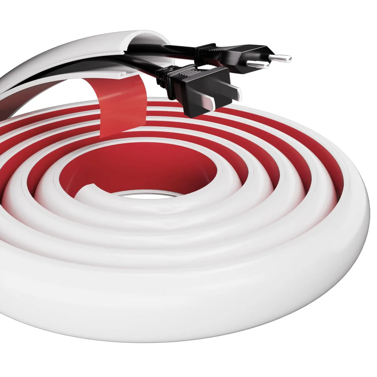 MUSRCYIO 39" Silicone Cord Hider White 1.1" W x .6" H — product photo
