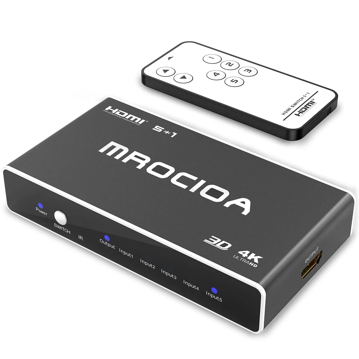 Mrocioa Mrocioa D514 5-Port 4K 30Hz HDMI Switch with IR Remote — product photo