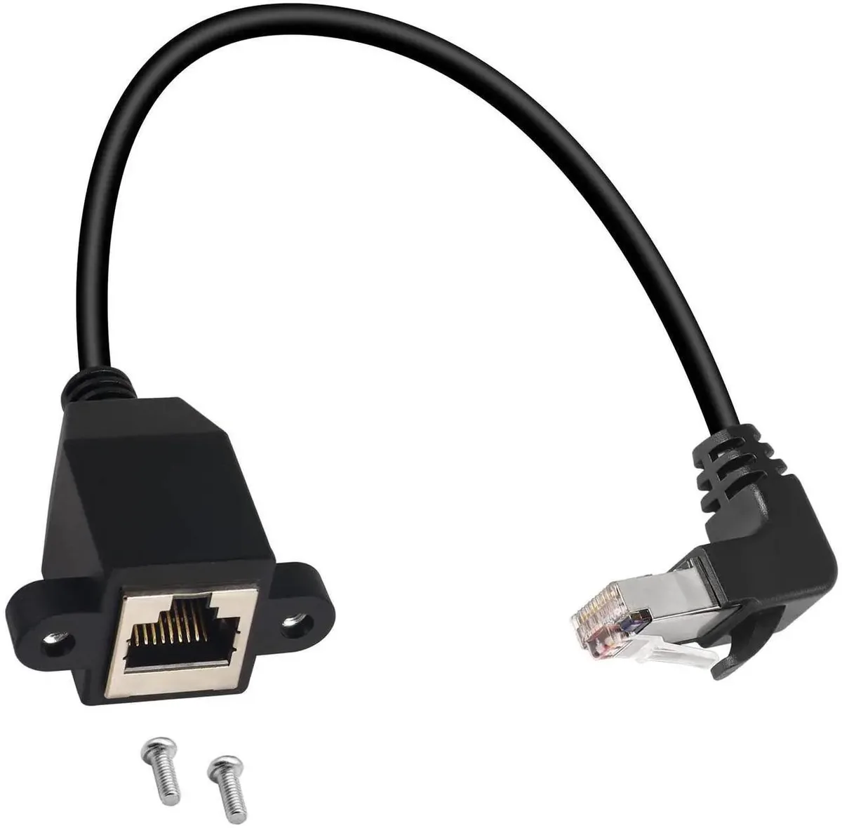 SMUGDESK SMUGDESK 90° UpBend RJ50 10P10C Shielded Cat5E PanelMount Extension Cable 30cm 11.8in — product photo