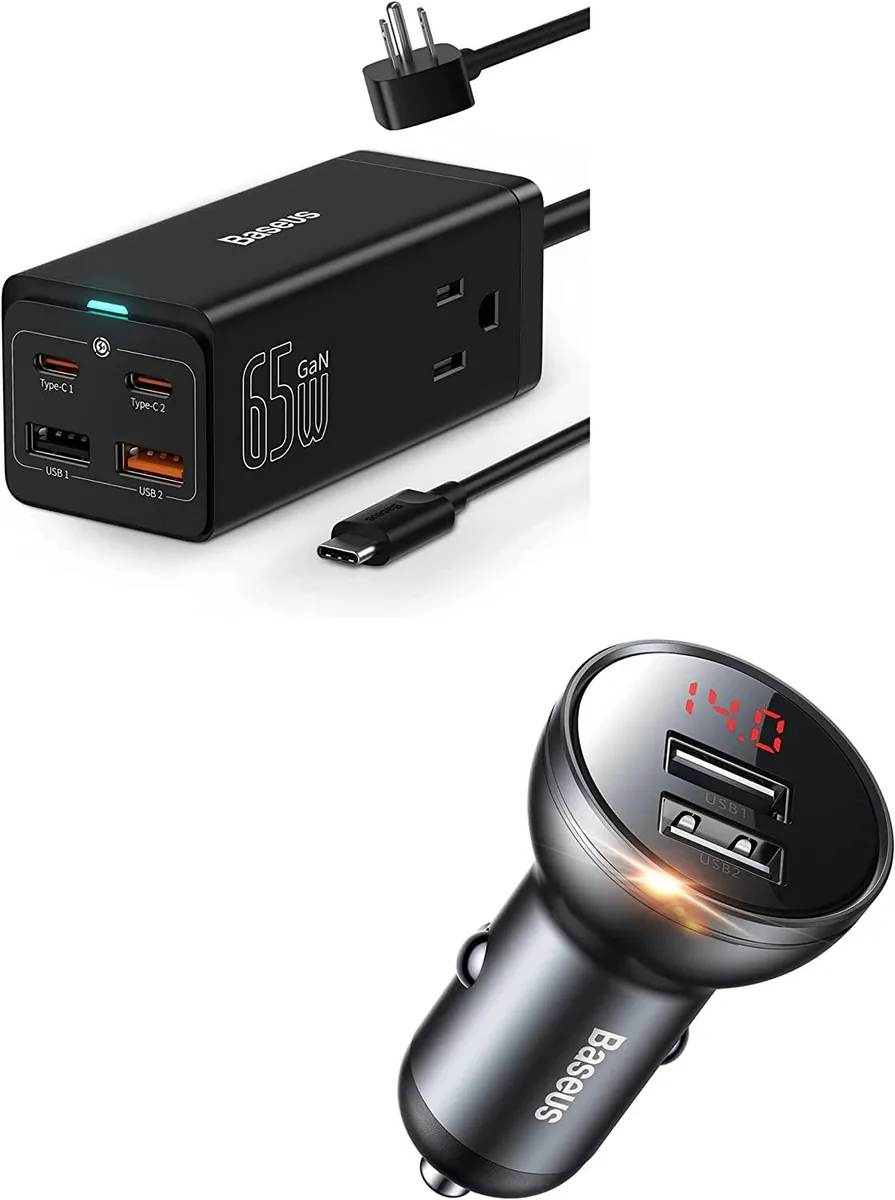 BASEUS BASEUS 65W GaN III 24W USB Car Charger Station car electronics accessory — product photo