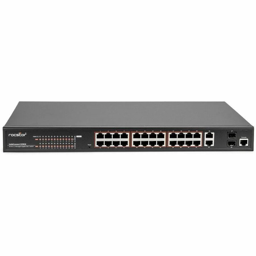 Rocstor Rocstor Y10S011-B1 24-port PoE+ Gigabit L2 managed network switch — product photo