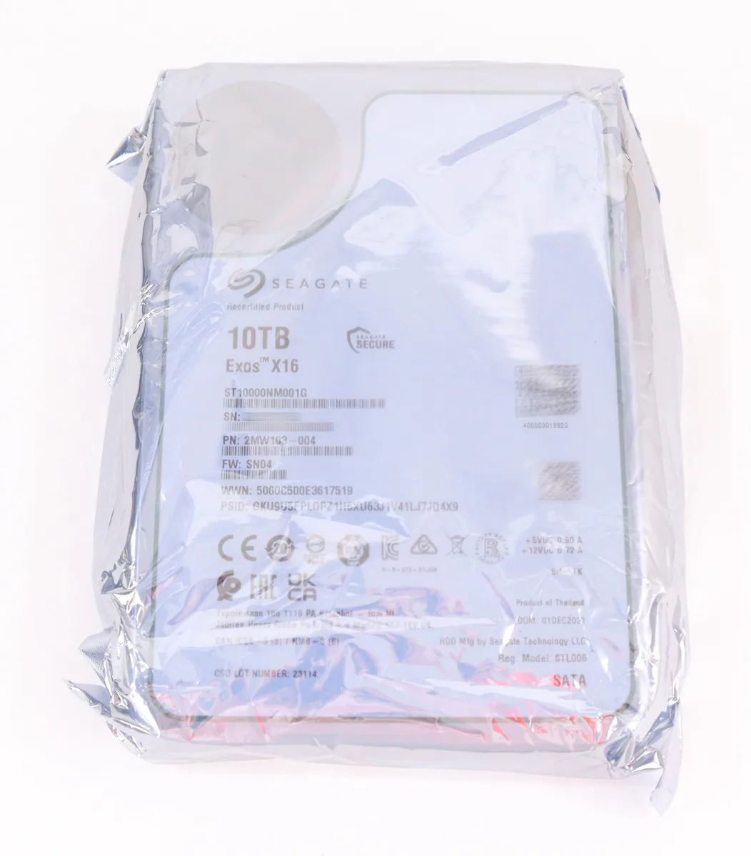 Seagate Seagate Exos X16 10TB ST10000NM001G 2MW103-004 internal hard drive — product photo