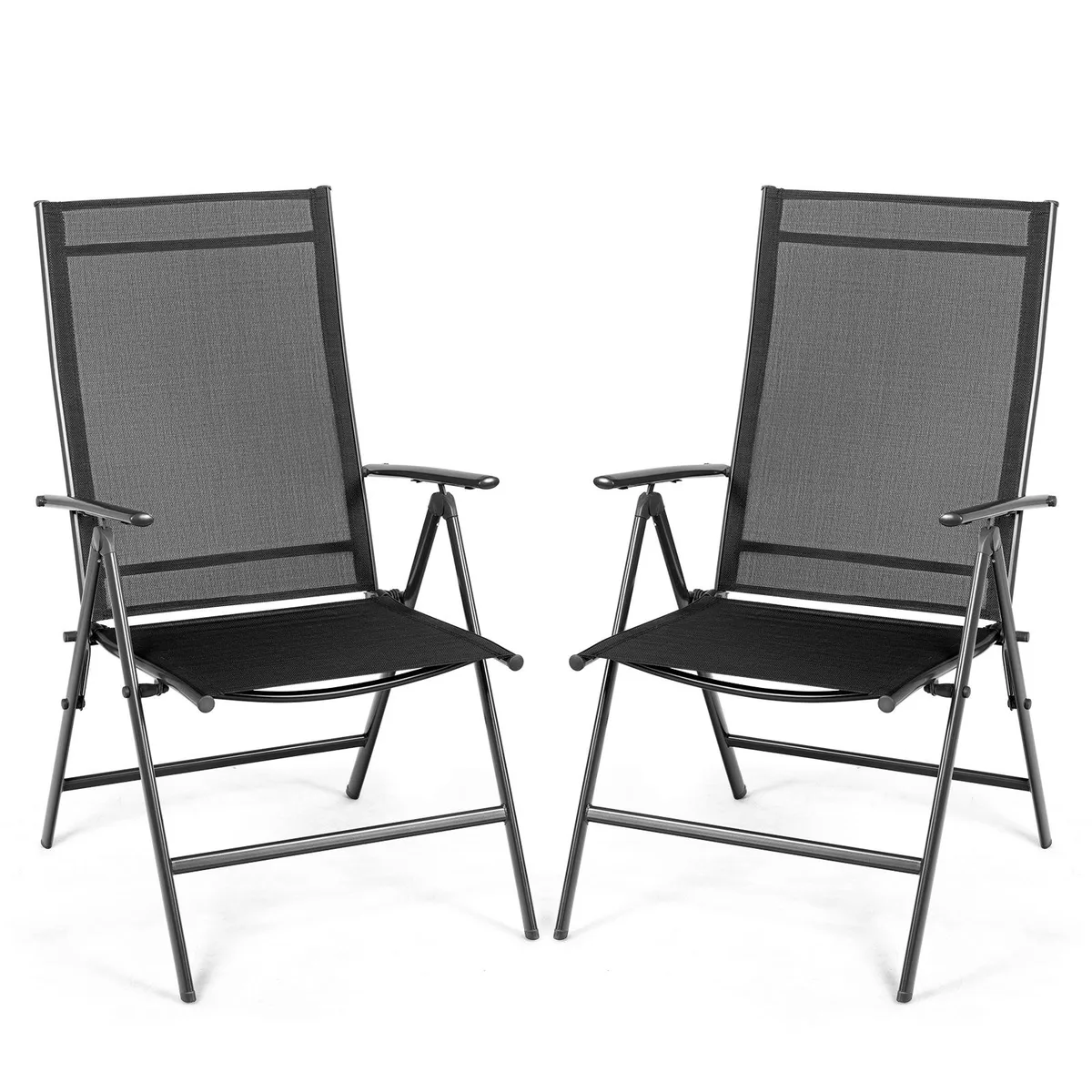 SlickBlue SlickBlue Set of 2 Adjustable Folding Patio Recliners, Black — product photo