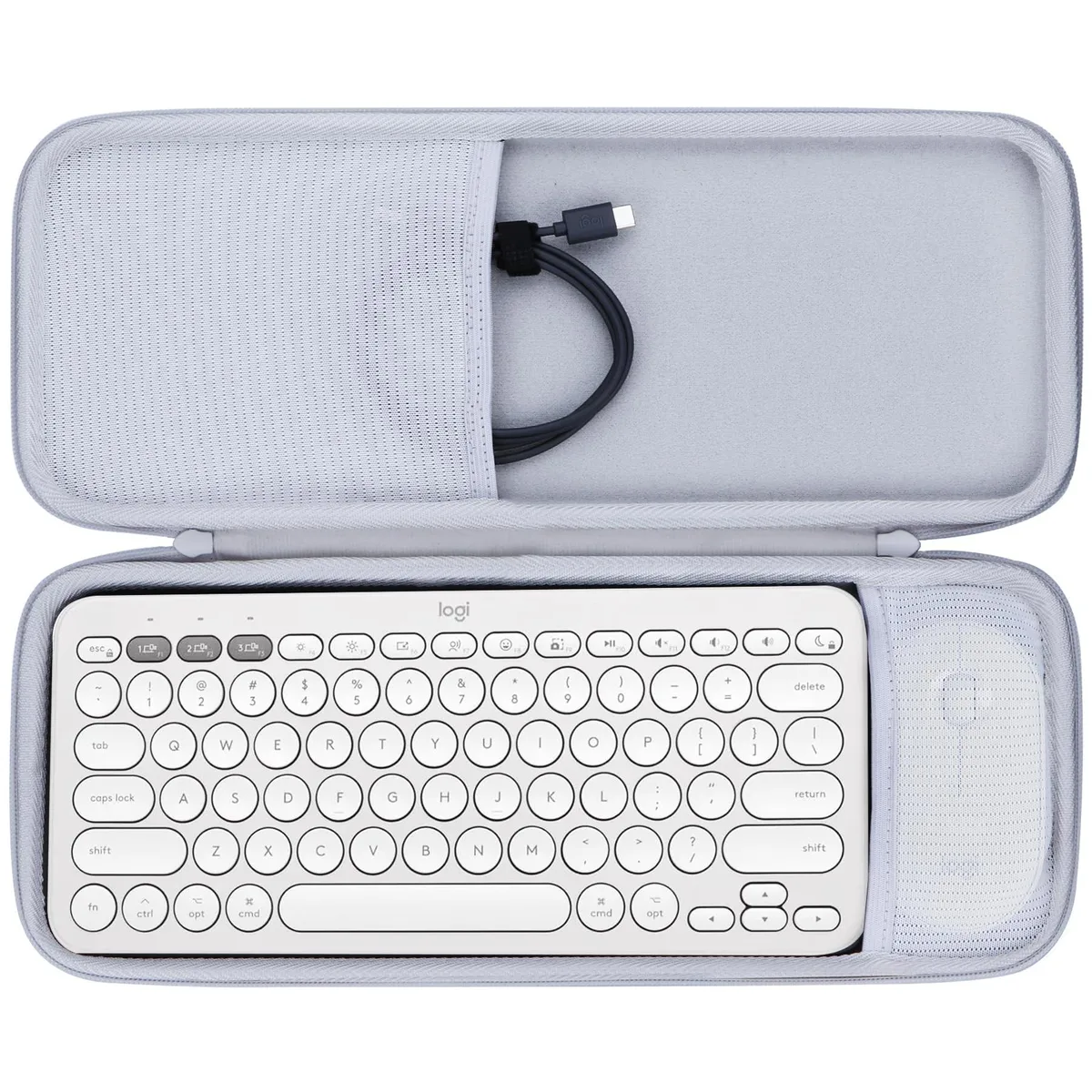 BESIGN BESIGN Hard Carry Case for Logitech Pebble K380 K380s M350 Mouse Combo (Off White) — product photo