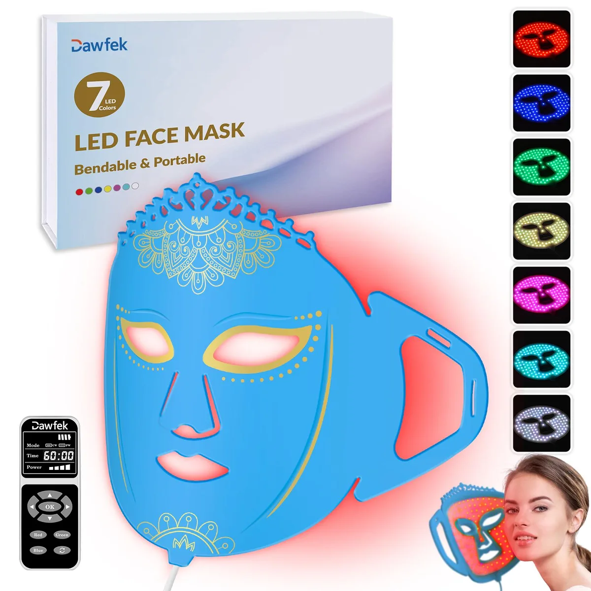ZJZK ZJZK 7 Color LED Face Mask 360 Chips Blue — product photo