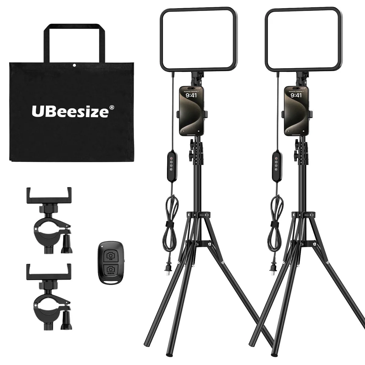  UBeesize UB-2FZ12BK 2-Pack LED Video Light Kit 11" 24W 3000-6500K Bluetooth 4.0 — product photo