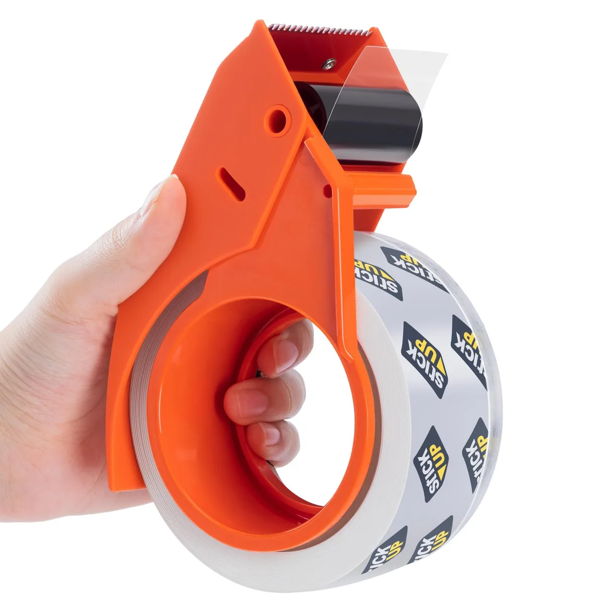 Clear packing tape roll with handheld dispenser, matte finish