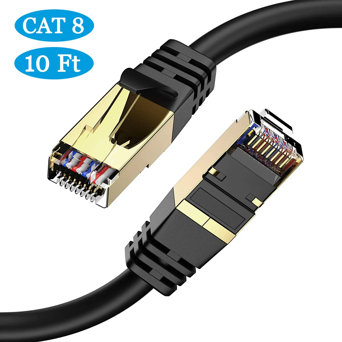 Shenzhen boerdi Electronic Co., Ltd Shenzhen boerdi Electronic Co., Ltd isYoung Cat8 Ethernet Cable 10 ft 26AWG 40Gbps 2000MHz Gold RJ45 — product photo