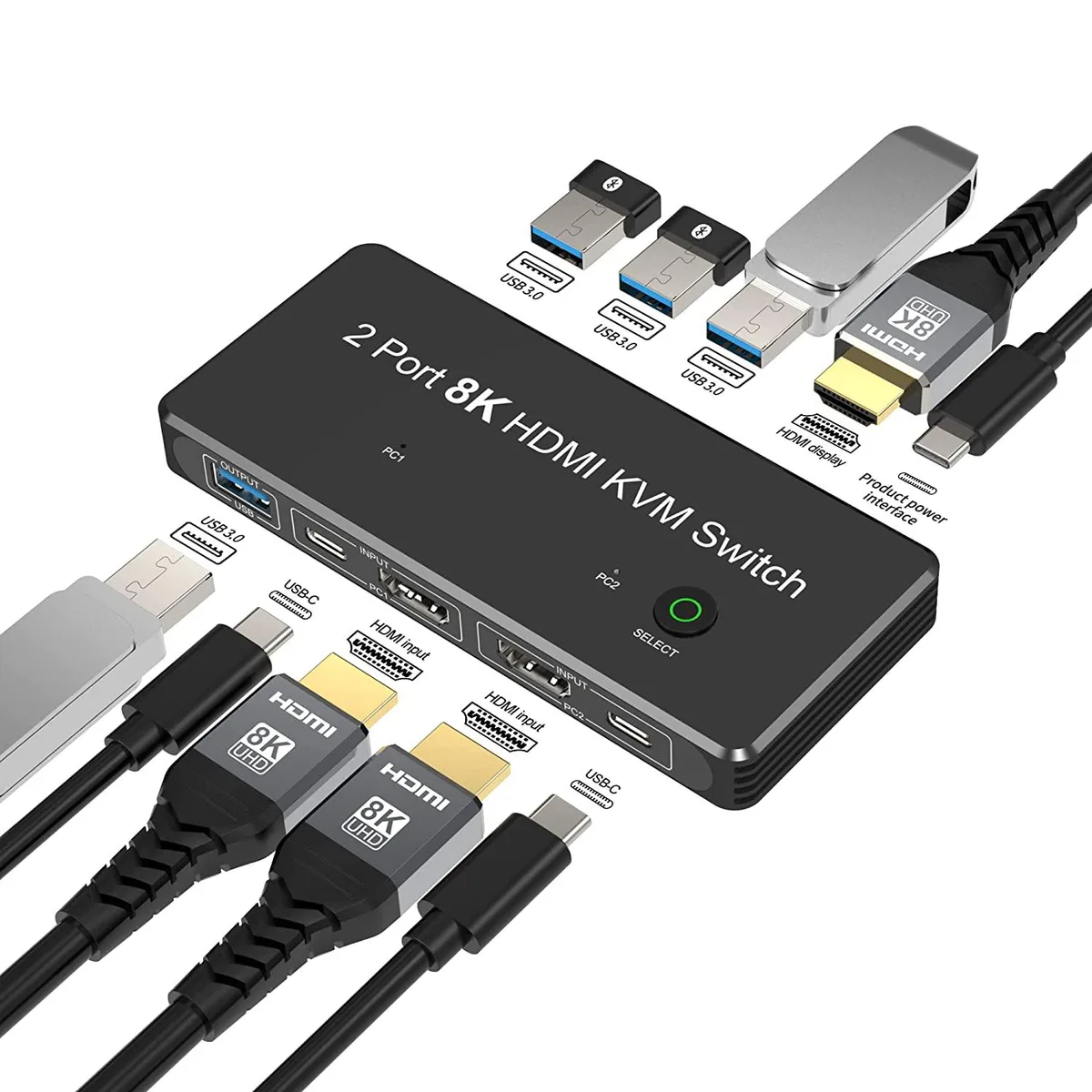 AUBEAMTO AUBEAMTO F0405 2-Port 8K HDMI KVM Switch 4 USB 3.0 — product photo