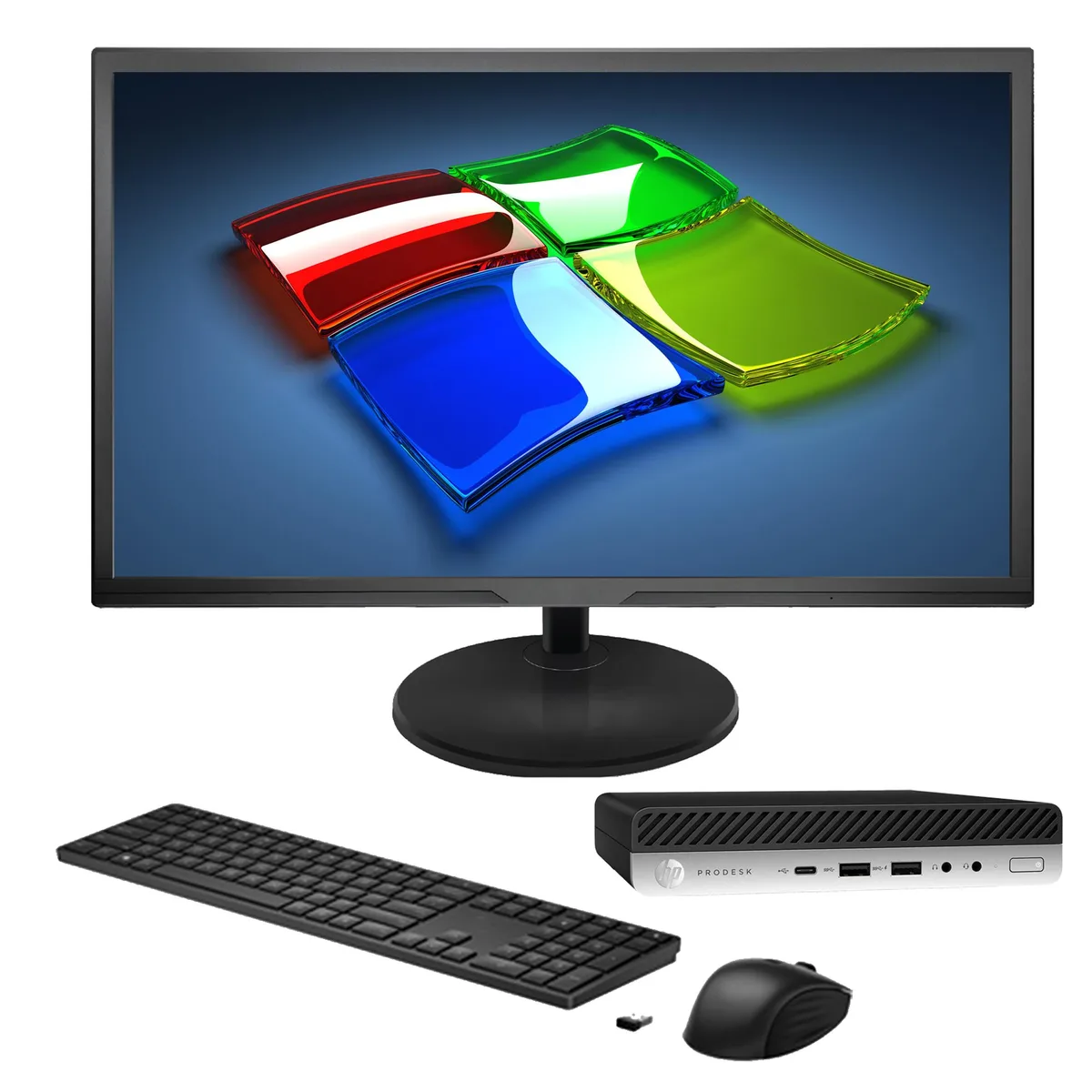 HP HP ProDesk 600 G4 Mini PC + 22" monitor i5-8500T 8GB 512GB SSD Win 11 Pro — product photo