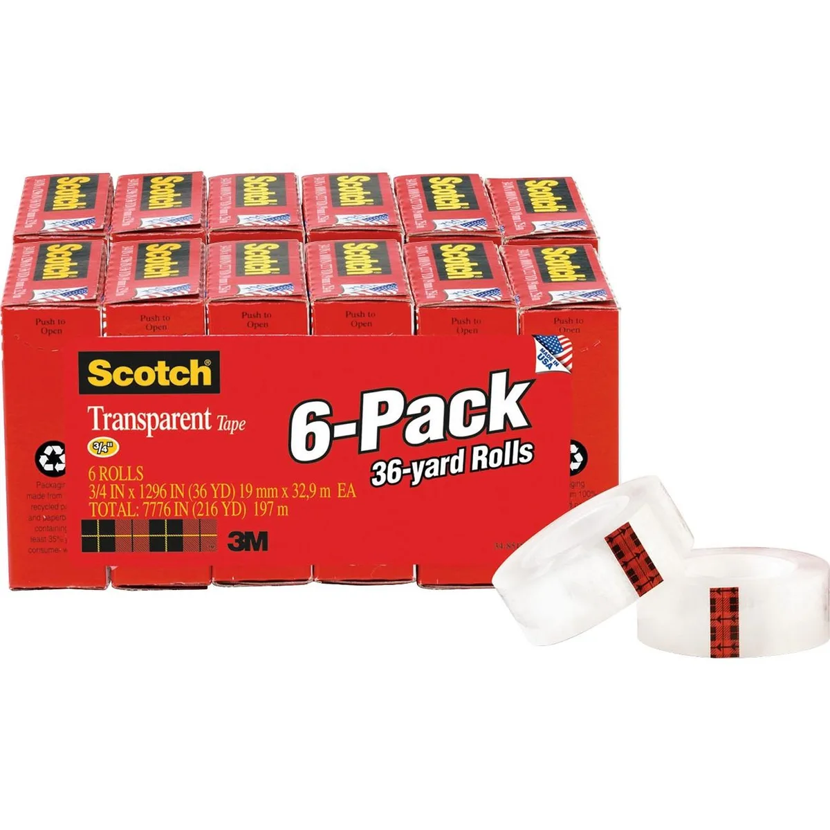3M 3M 6006PKBD Invisible Tape Clear 12 Pack 36yd 0.75in — fotografia produsului