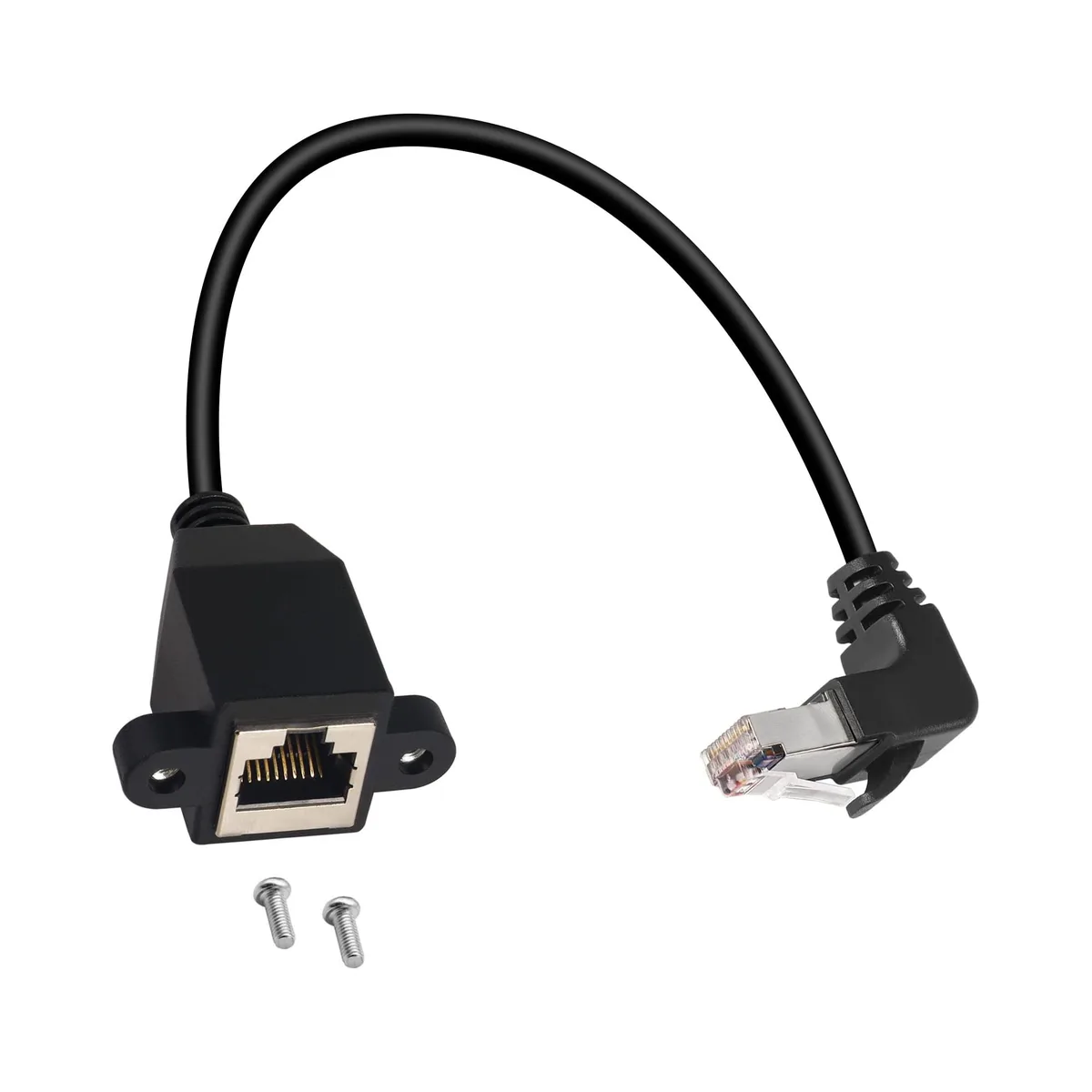 Vszerda Vszerda RJ50 10P10C 90° Panel Mount Extension Cable Cat5E Shielded 30cm Up Bend — product photo