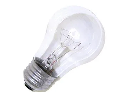 Small clear A15 incandescent bulb 30W 130V 210lm