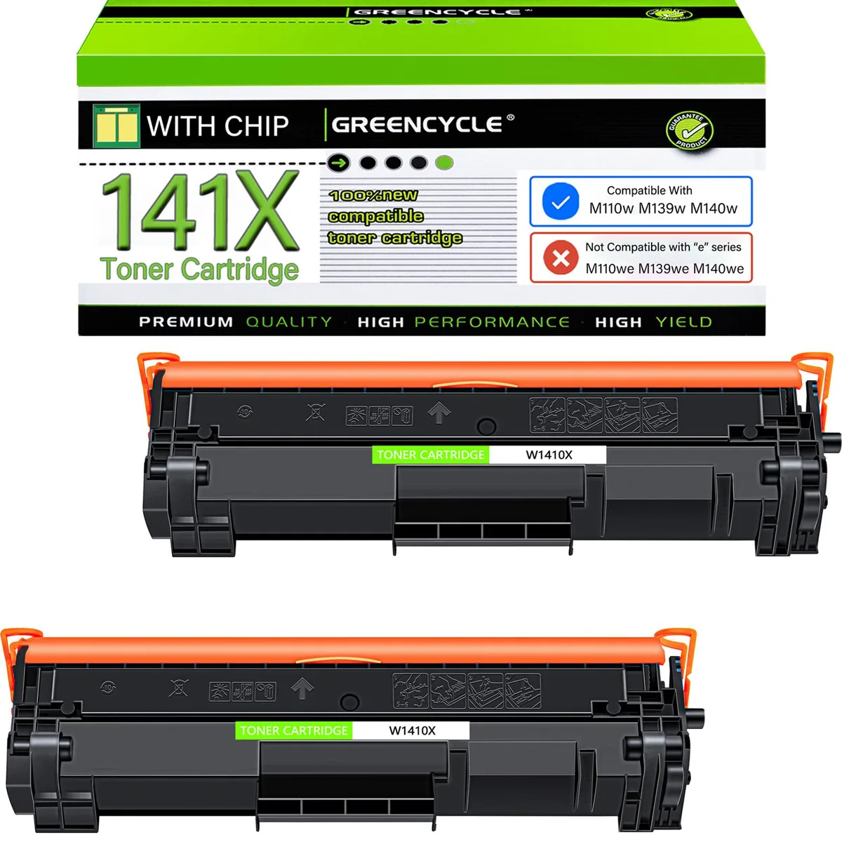 GREENCYCLE GREENCYCLE 141X W1410X Black Toner Cartridge 2 Pack — product photo