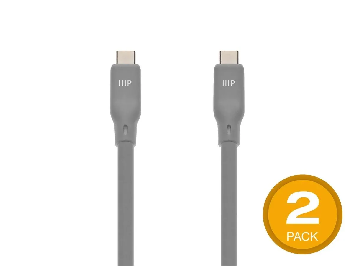 Monoprice Inc. Monoprice 148851 USB4 Gen 2 Silicone Cable 6ft Gray 2 Pack — product photo