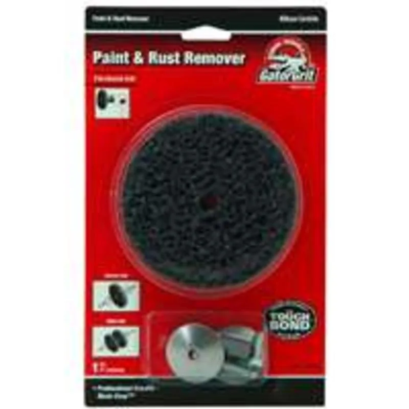 Two open-webbed paint and rust removal wheels with 3/8 inch shanks