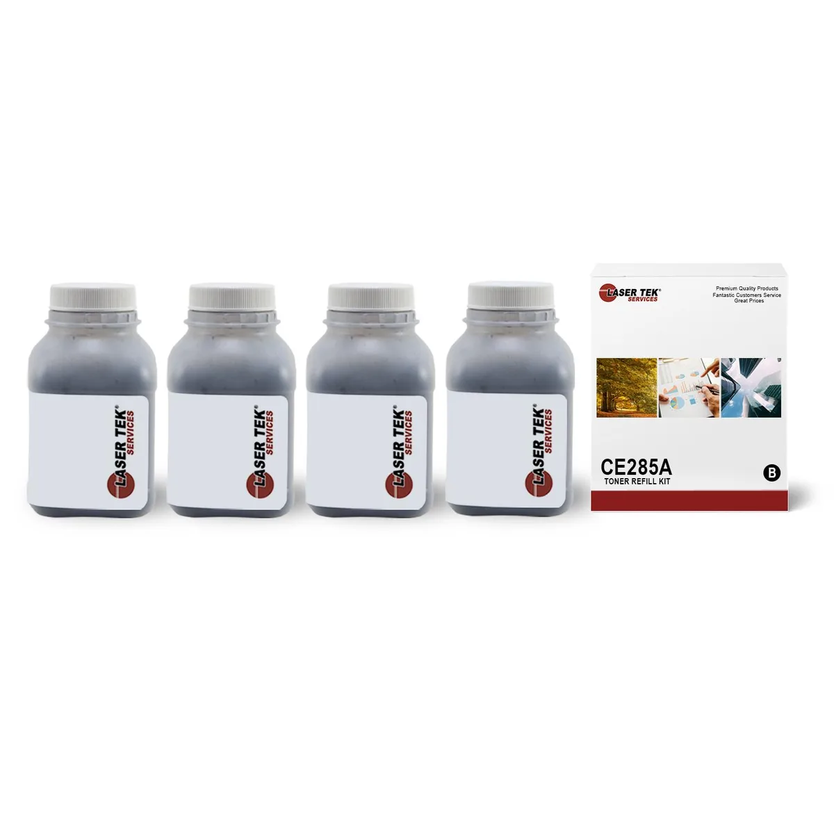 Laser Tek Services Laser Tek Services 85A Black Toner Refill Kit 4PK — product photo