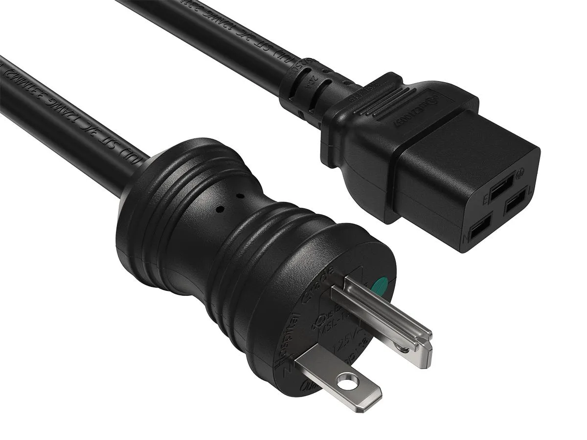 Cable Leader Cable Leader 10 ft NEMA 5-20P to C19 Heavy Duty Power Cord 12 AWG 20A 125V Black — product photo