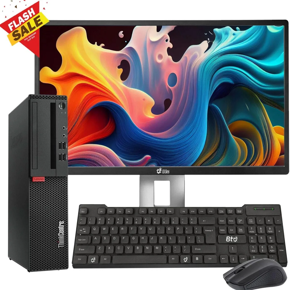 Lenovo Lenovo ThinkCentre SFF desktop PC, Core i7-6700, 16GB DDR4, 1TB NVME, 24" monitor, Windows 11 Pro — product photo