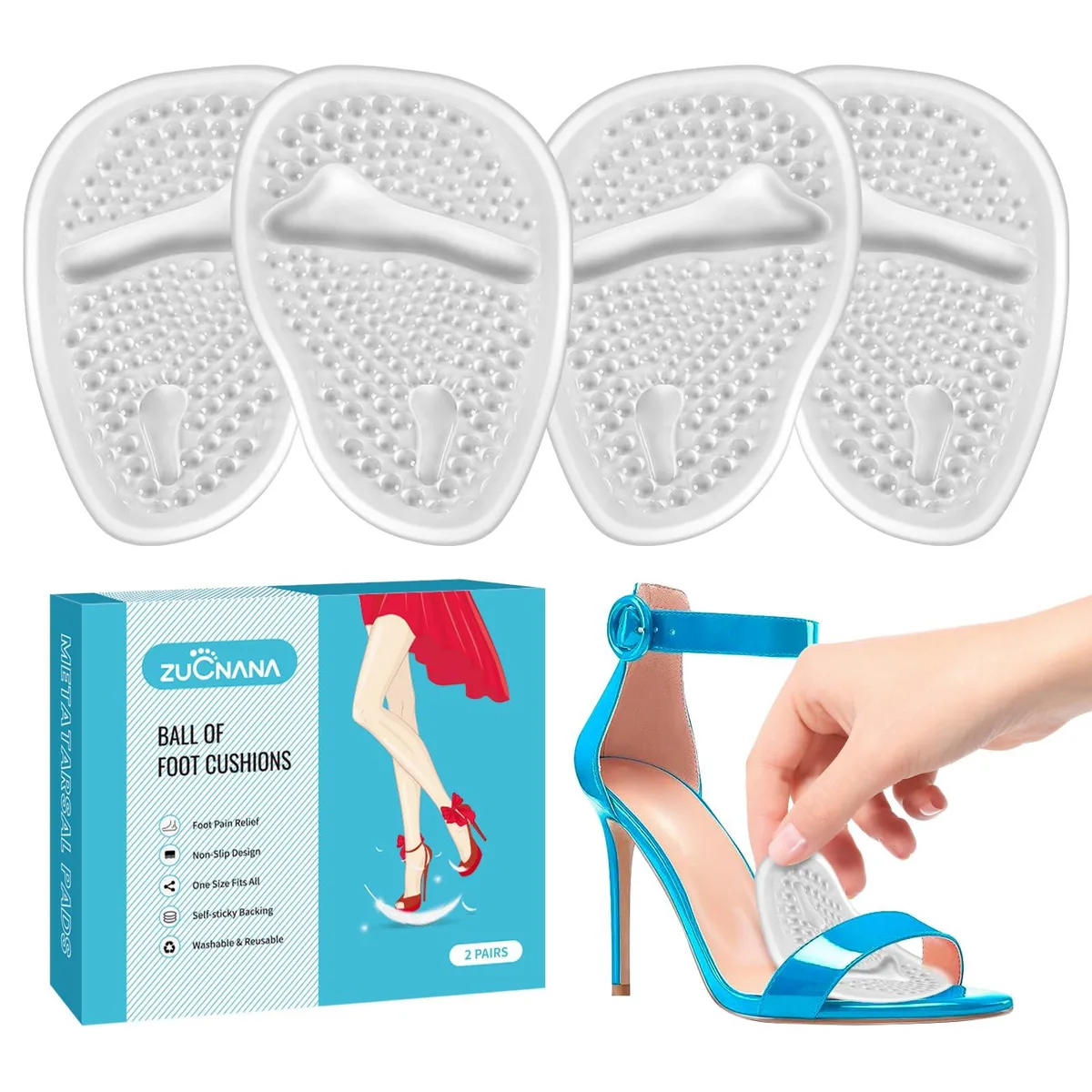 ZUCNANA Gel Shoe Inserts 2 Pairs Black — product photo
