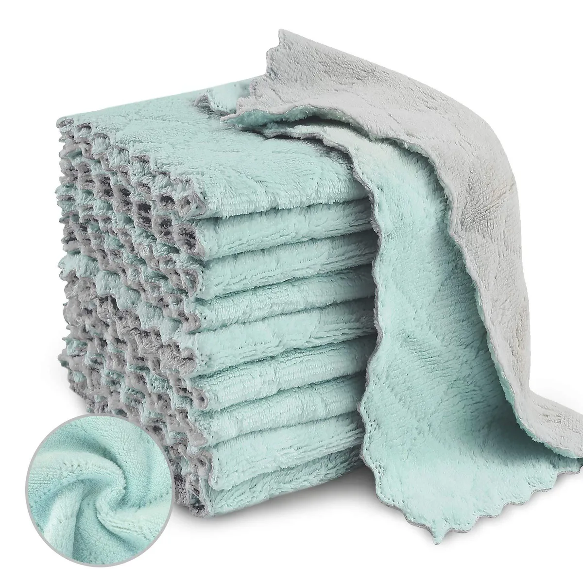 Stack of 20 green coral velvet cloths 27x16cm