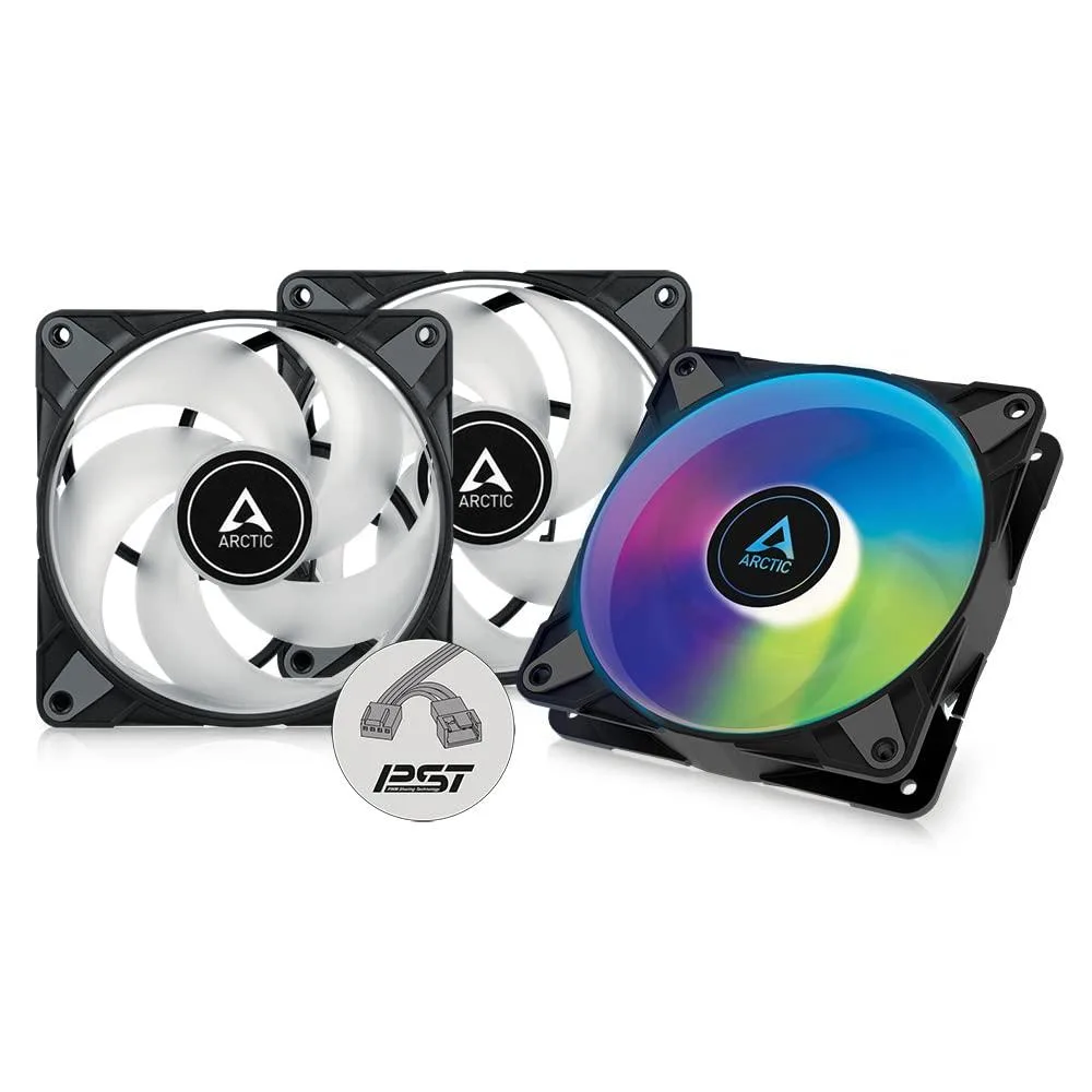 ARCTIC ARCTIC P12 PWM PST A-RGB 3 Pack 120 mm Fan .3 Sone 48.8 CFM 1.85 mmH2O 2000 RPM accessory — product photo