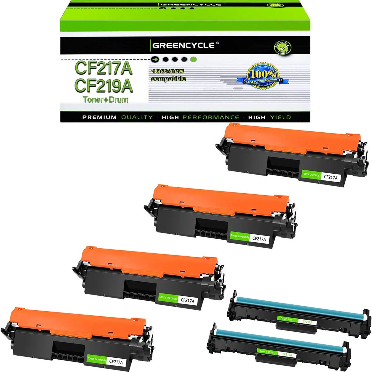 GREENCYCLE GREENCYCLE 17A CF217A Toner 4-Pack &amp; 19A CF219A Drum 2-Pack — product photo