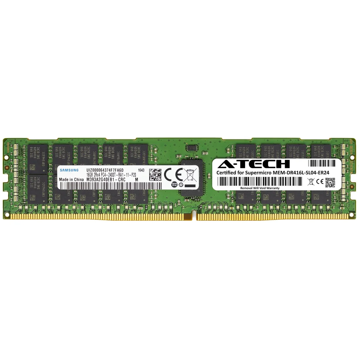 A-Tech A-Tech 16GB DDR4 2400MHz ECC RDIMM 2Rx4 CL17 1.2V 288-Pin Server Memory — product photo
