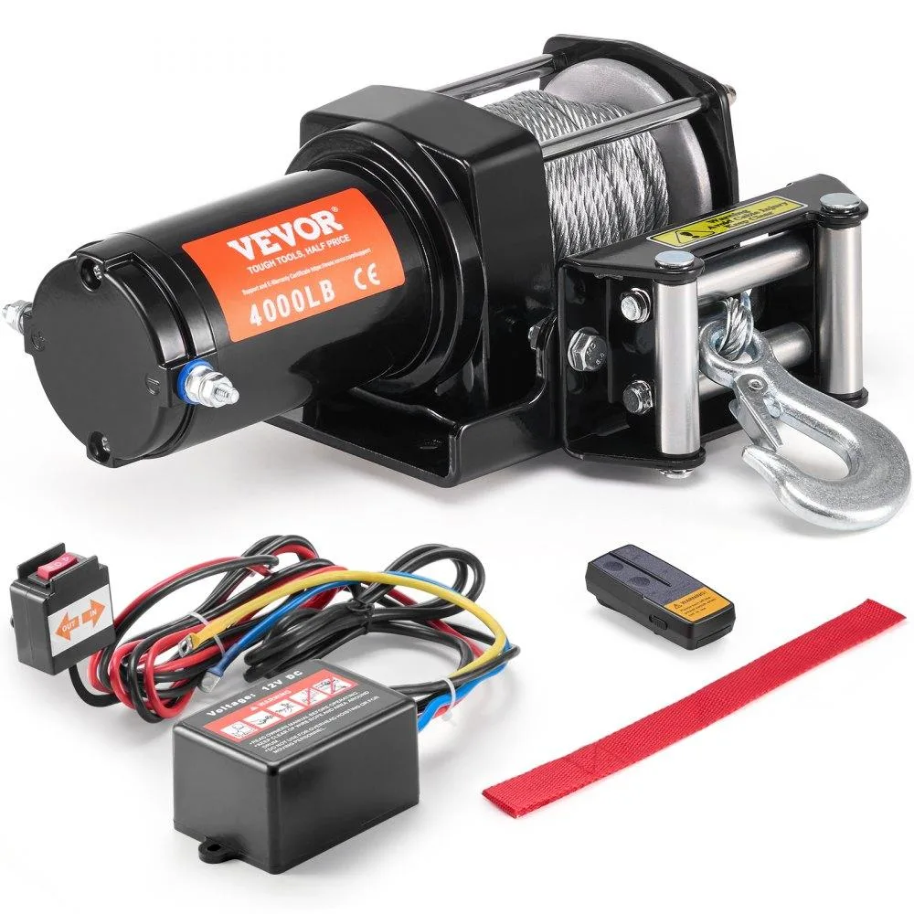 VEVOR VEVOR P3000-1C 4000 lb 12V 1.3 HP Steel Cable Winch — product photo