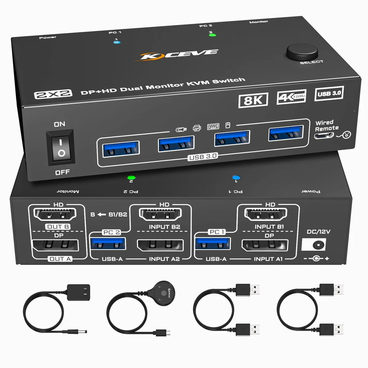 Vszerda Vszerda NW-KVM8202DH-X KVM Switch 2 Monitor 2 Computer 4K 144Hz 8K 60Hz — product photo