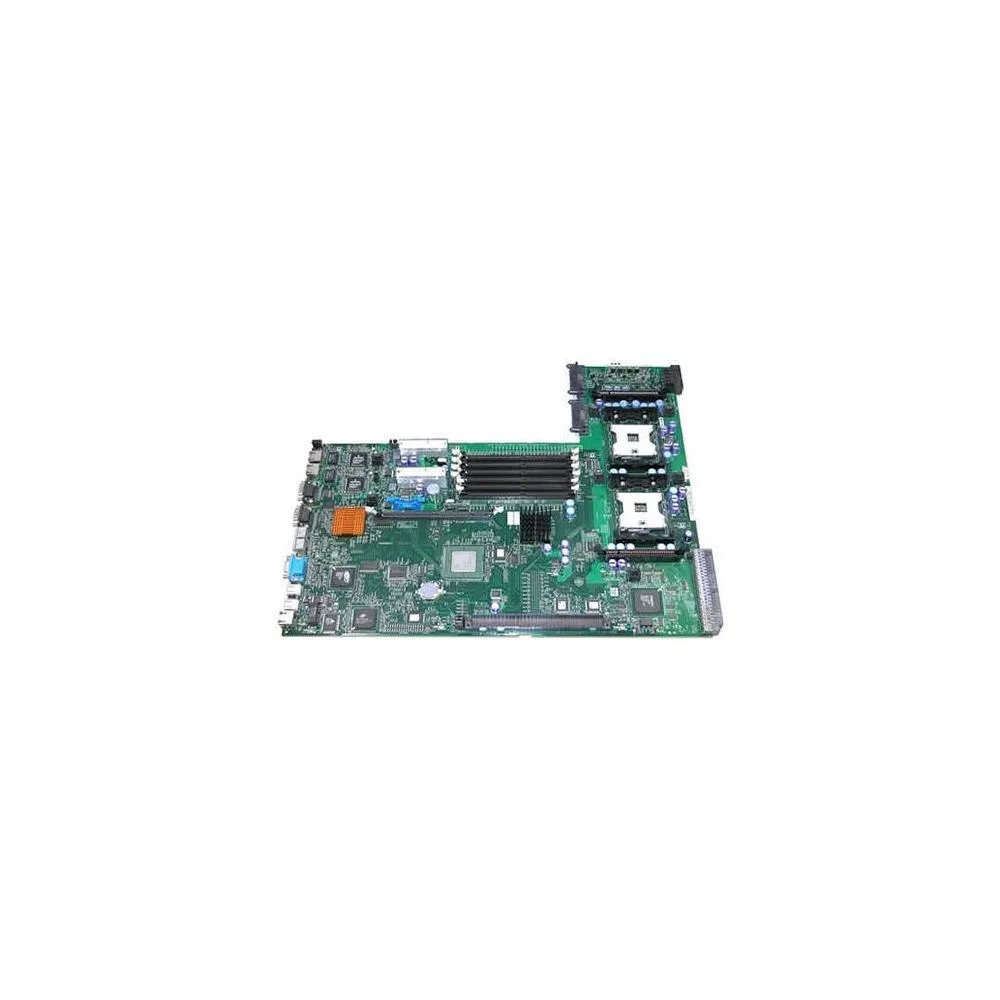 Green rectangular server board with silver components and gold edge connectors