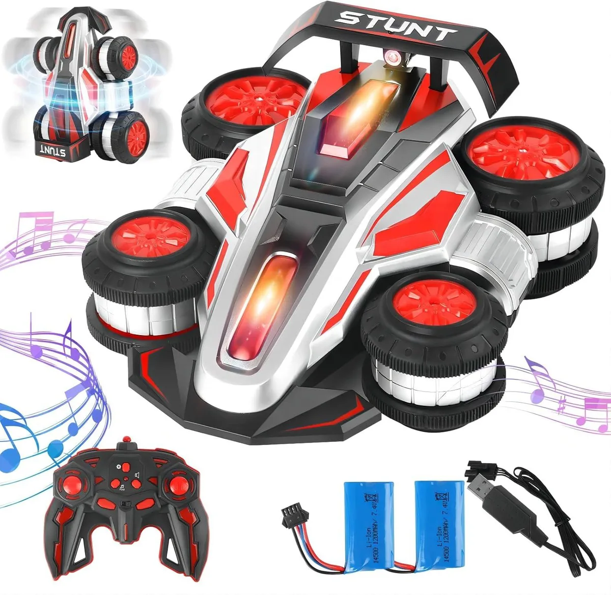 usbroway usbroway 2.4 GHz 4WD 360° Stunt RC Car Red — product photo