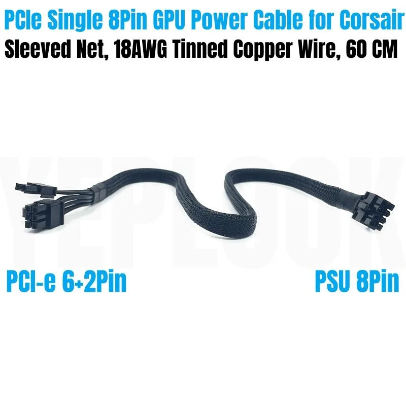YEPLOOK YEPLOOK PCIe 6+2Pin GPU Cable Corsair Type3 60cm — product photo
