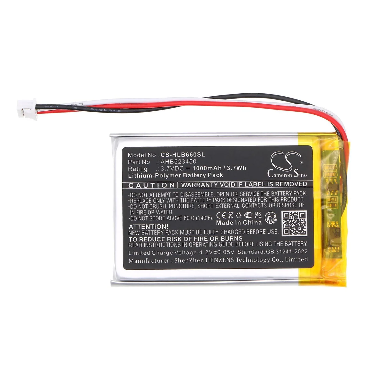  Cameron Sino AHB523450 1000mAh 3.7V Li-Po Battery — product photo