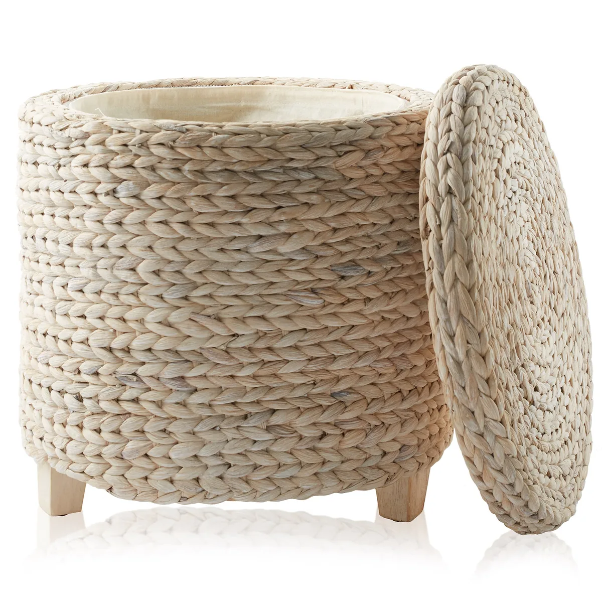 Casafield Casafield 17" Round Storage Ottoman Whitewash — product photo