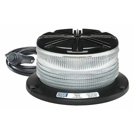 Amber LED beacon, round clear lens, 3-1/8 inch height, IP66 rated