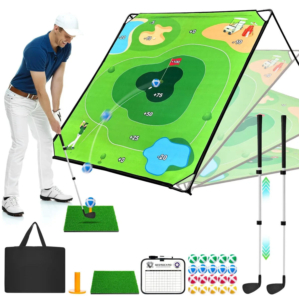  Worry Free Gadgets UQ-C001 Golf Chipping Game Set 70inch 25 Balls 2 Clubs — product photo